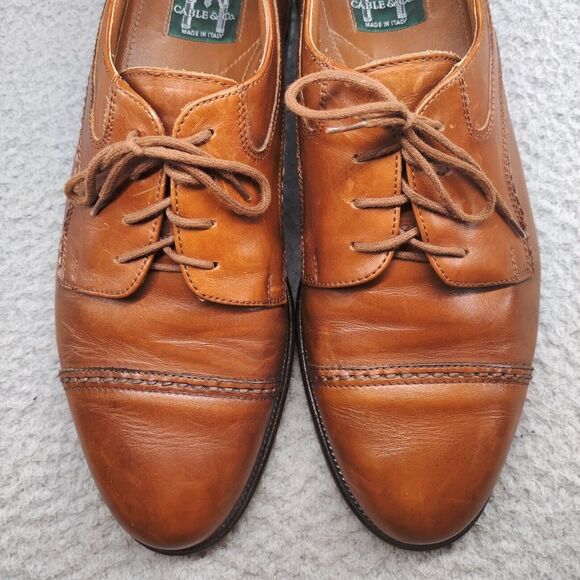 Cable & Co Executive Cap Toe Oxford Dress Shoes Brown Leather Lace Up Mens 11 D - Picture 15 of 16